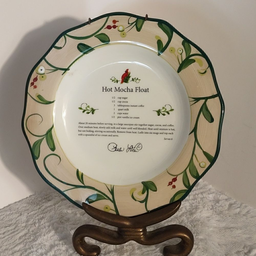 Paula Deen Home For The Holidays "Hot Mocha Float" Recipe Plate